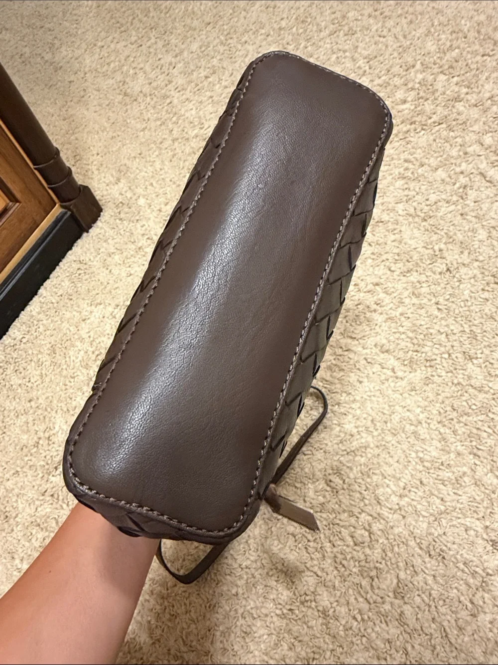 Woven Leather Crossbody/shoulder top handle Bag - Brown